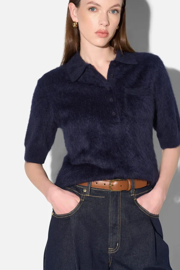 Brushed Cashmere Dames Polo Truitje Rebel Blauw