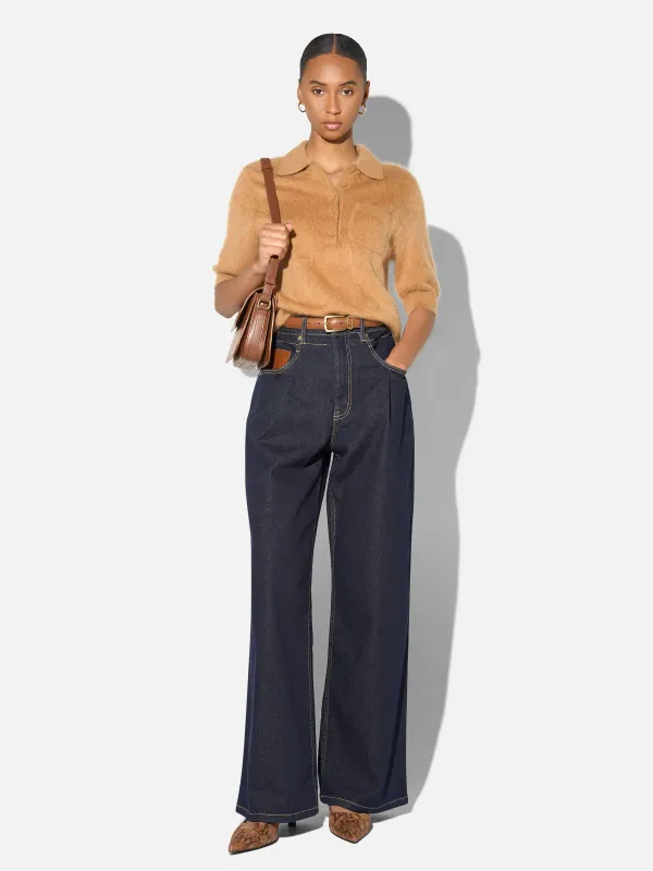 Brushed Cashmere Dames Polo Truitje Rebel Camel