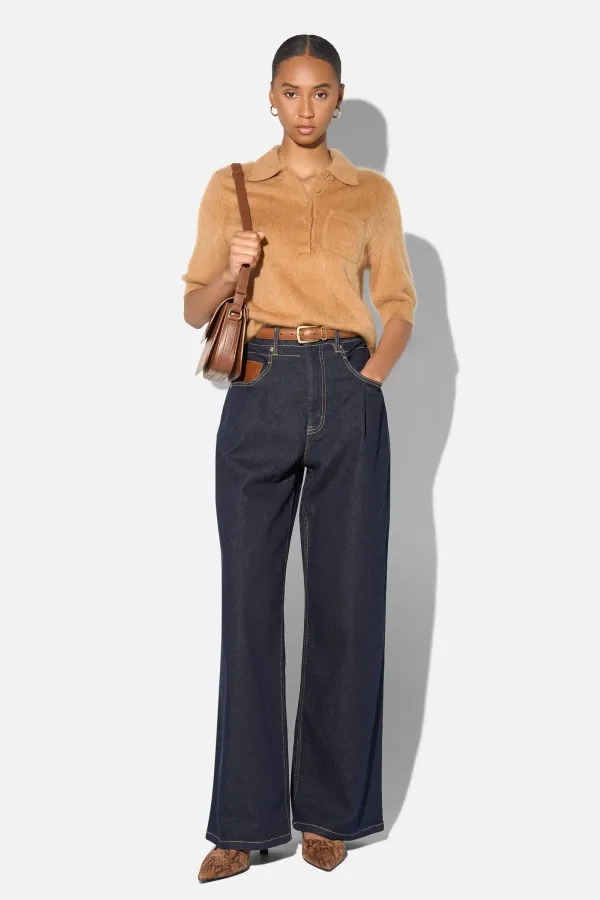 Brushed Cashmere Dames Polo Truitje Rebel Camel