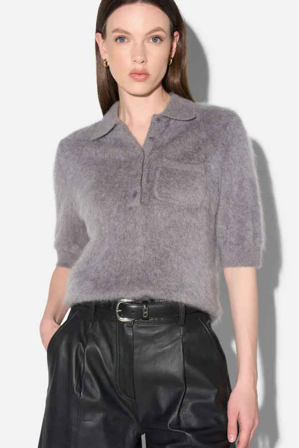 Brushed Cashmere Dames Polo Truitje Rebel Grijs