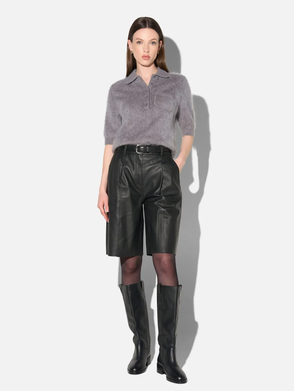 Brushed Cashmere Dames Polo Truitje Rebel Grijs