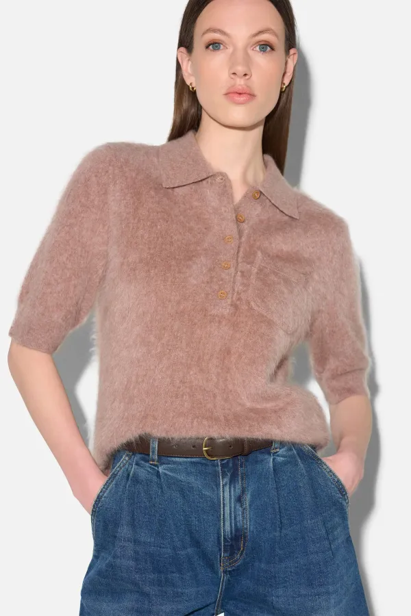 Brushed Cashmere Dames Polo Truitje Rebel Taupe
