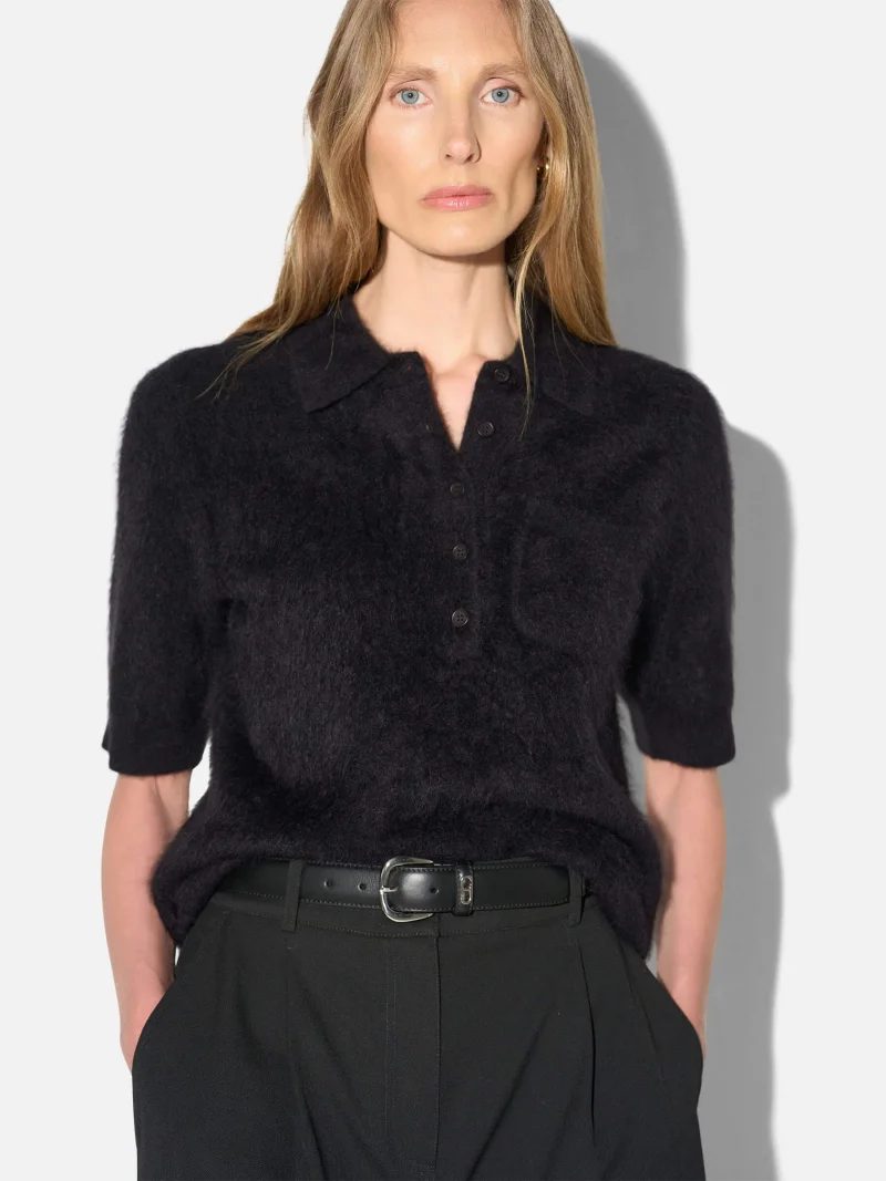 Brushed Cashmere Dames Polo Truitje Rebel Zwart