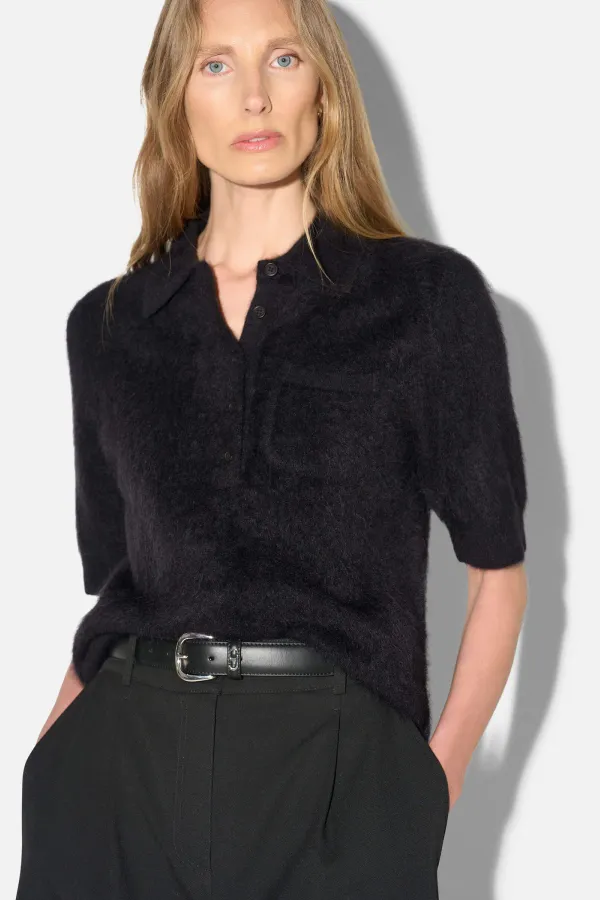 Brushed Cashmere Dames Polo Truitje Rebel Zwart