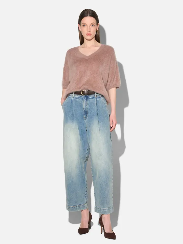 Brushed Cashmere Dames Trui V Hals Romeo Taupe