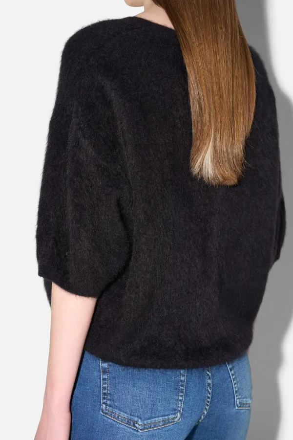 Brushed Cashmere Dames Trui V Hals Romeo Zwart
