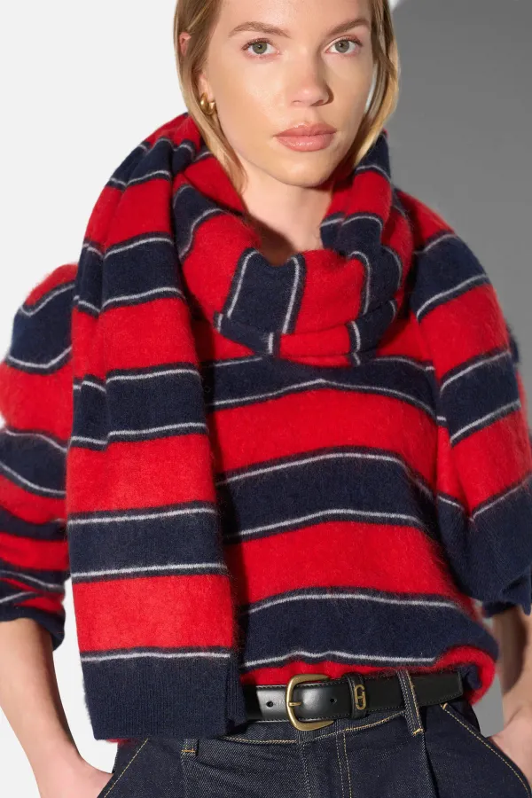 Brushed Merino Wol Dames Sjaal Santos Rood Blauw