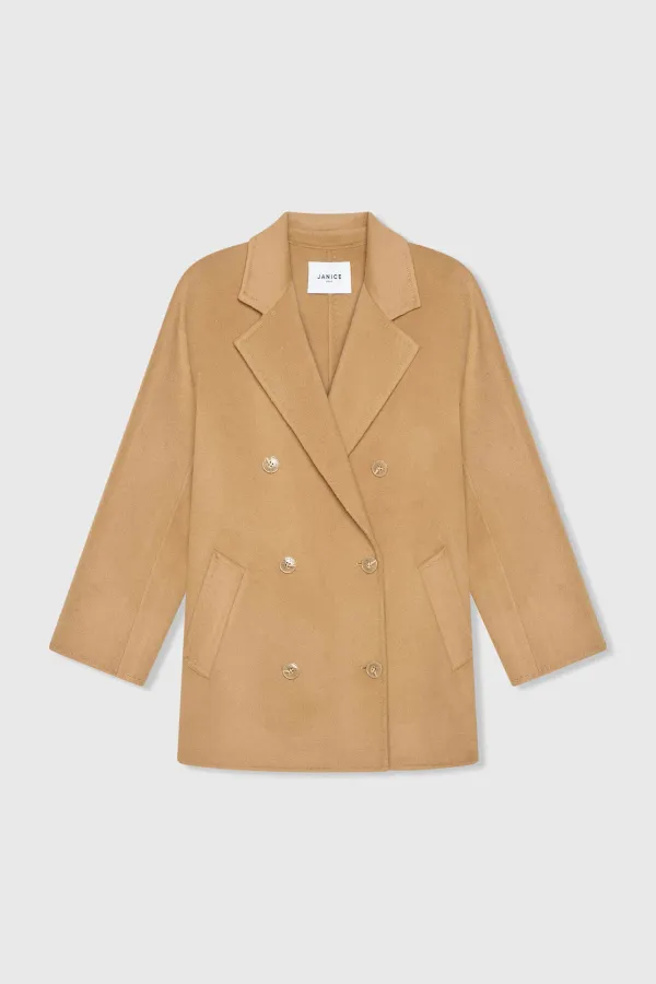 Women's Double-Faced Cashmere Caban Coat in Kennedy Camel