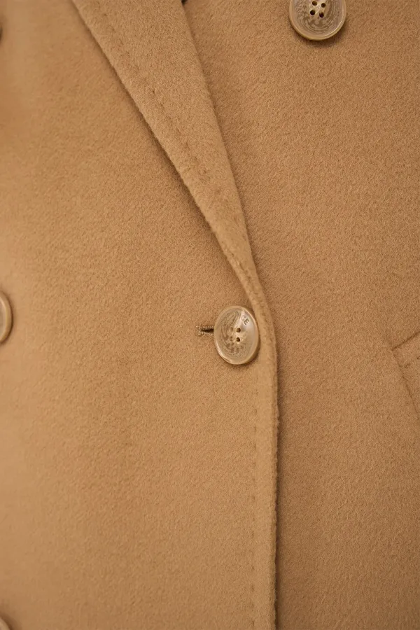 Women's Double-Faced Cashmere Caban Coat in Kennedy Camel