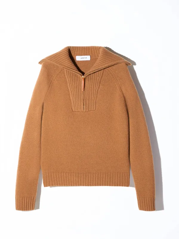 Camel Cashmere Dames Trui Rits Yonas