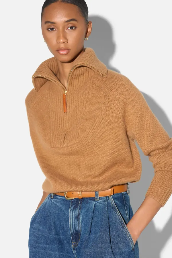 Camel Cashmere Dames Trui Rits Yonas
