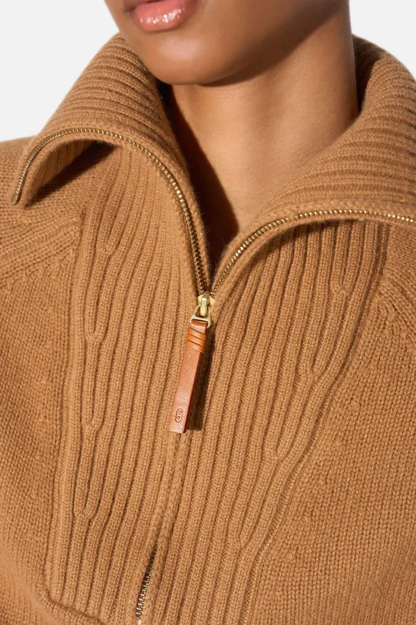 Camel Cashmere Dames Trui Rits Yonas
