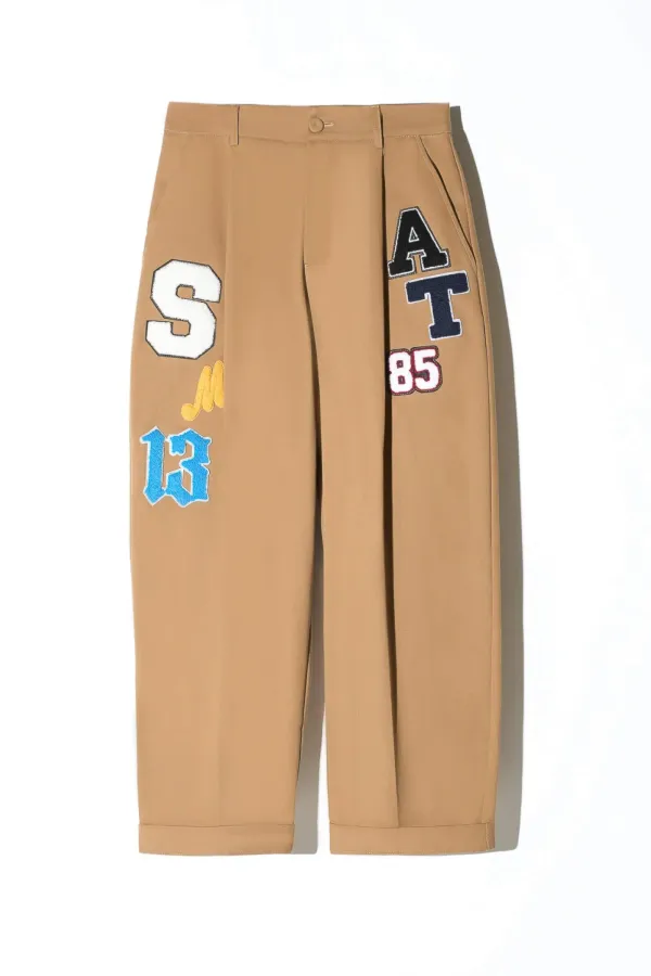 Camel Katoenen Paperbag Broek Steekzakken Patches Barrel Balti