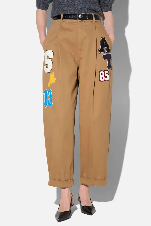 Camel Katoenen Paperbag Broek Steekzakken Patches Barrel Balti