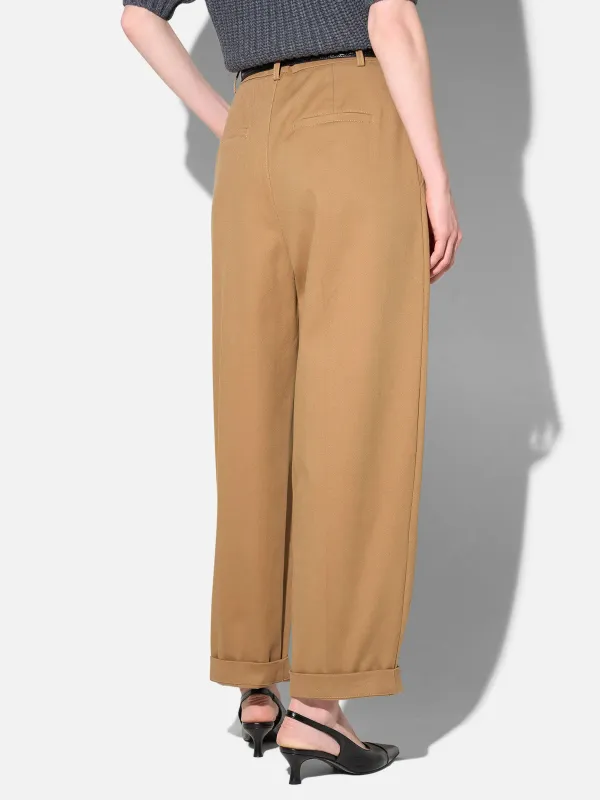 Camel Katoenen Paperbag Broek Steekzakken Patches Barrel Balti