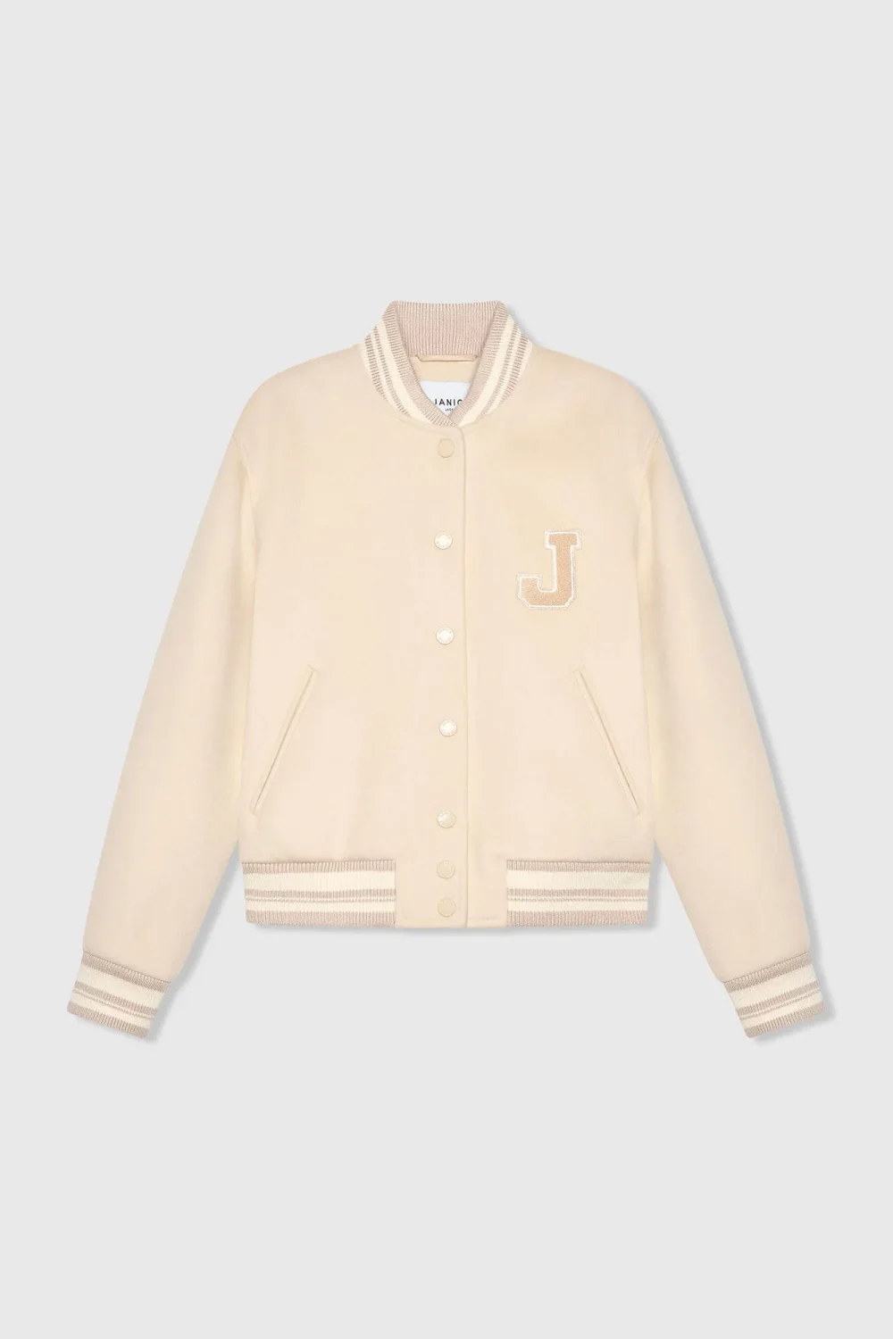 Women's Double-Faced Cashmere Bomber Jacket in Beige by Collin Beige