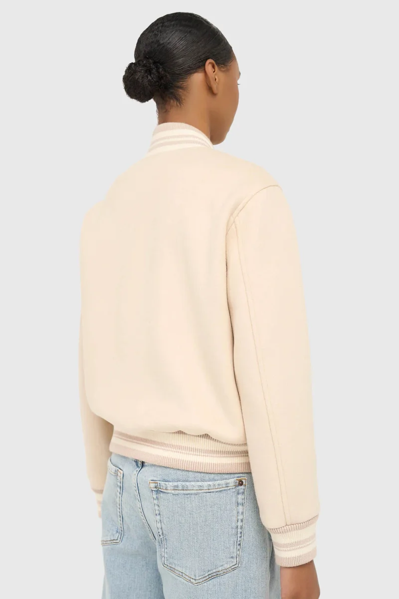 Women's Double-Faced Cashmere Bomber Jacket in Beige by Collin Beige