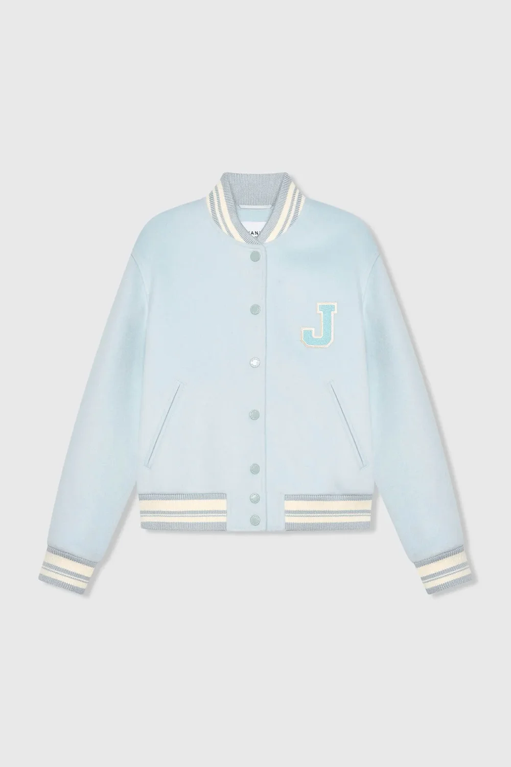 Women's Double-Faced Cashmere Bomber Jacket in Beige and Collin Blue