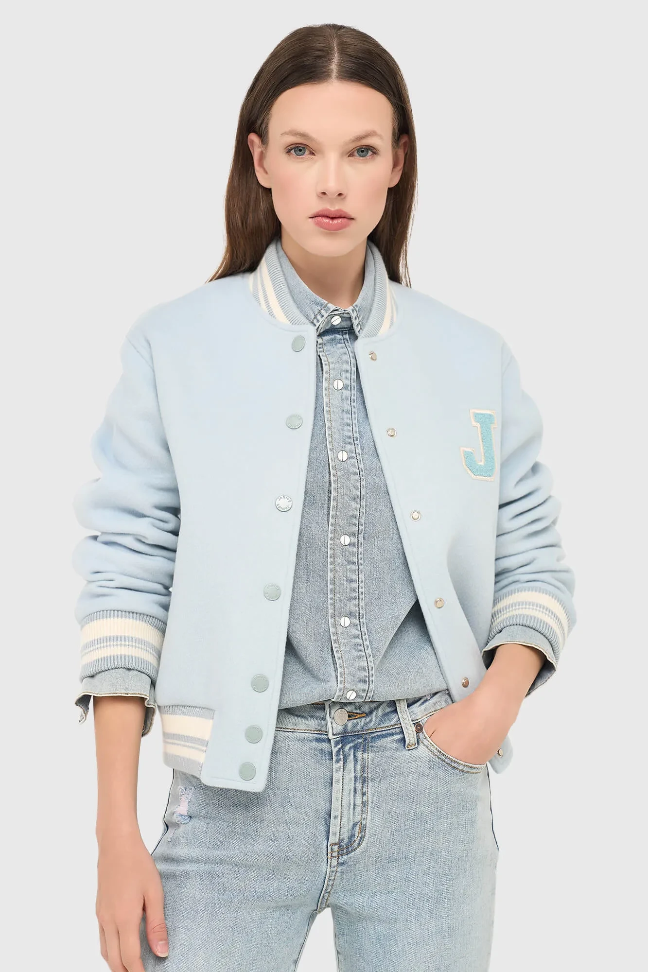 Kaschmir-Bomberjacke für Damen, Double-Face, beige, Collin Blau