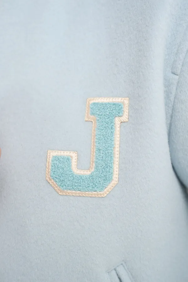Women's Double-Faced Cashmere Bomber Jacket in Beige and Collin Blue
