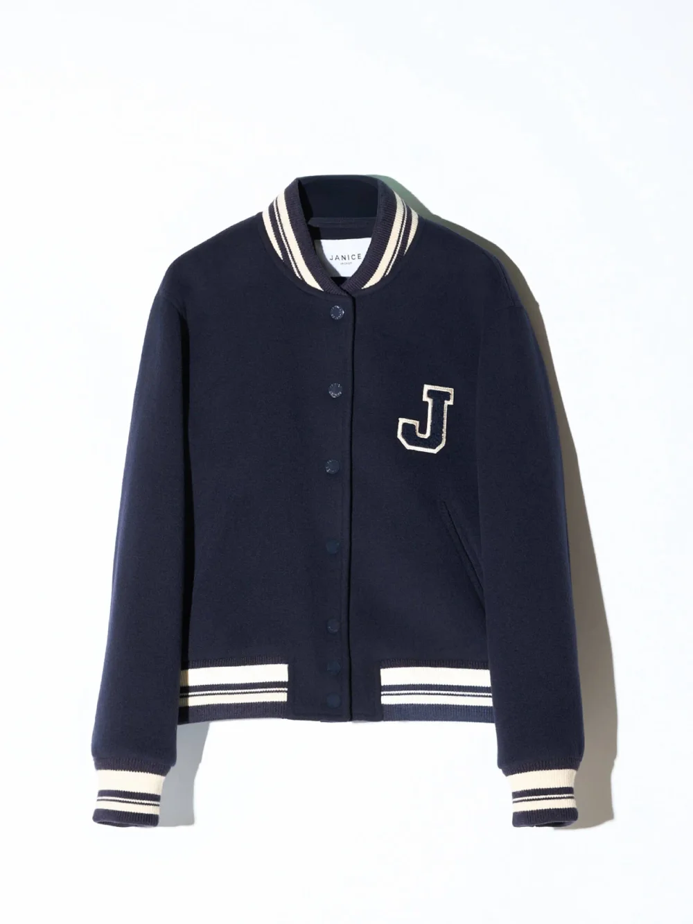 Cashmere Bomberjack Dames Double Faced Beige Collin Navy Blauw