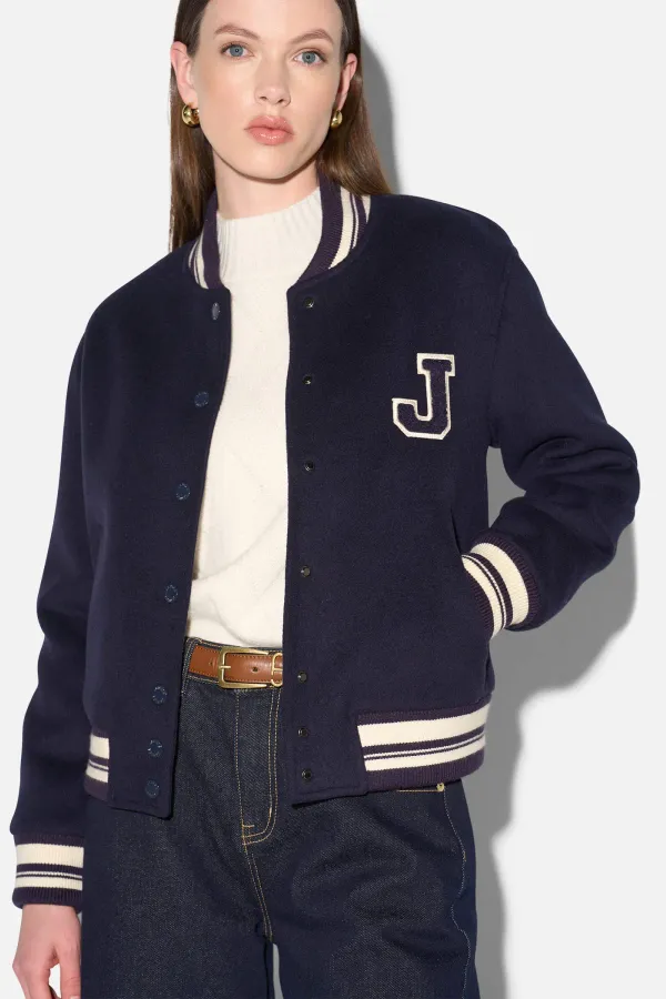 Cashmere Bomberjack Dames Double Faced Beige Collin Navy Blauw