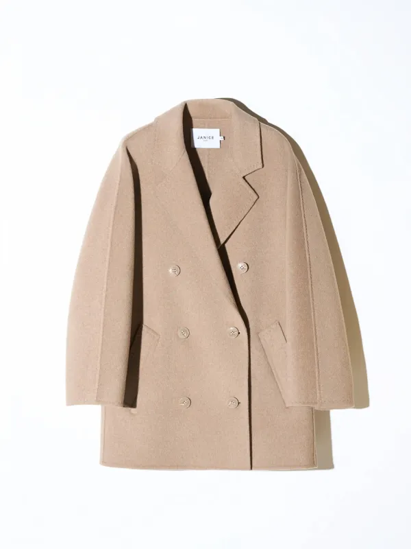 cashmere caban jas dames double face kennedy beige