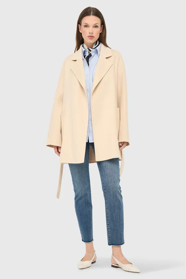 Women's Double-Faced Cashmere Coat, Calvin Beige