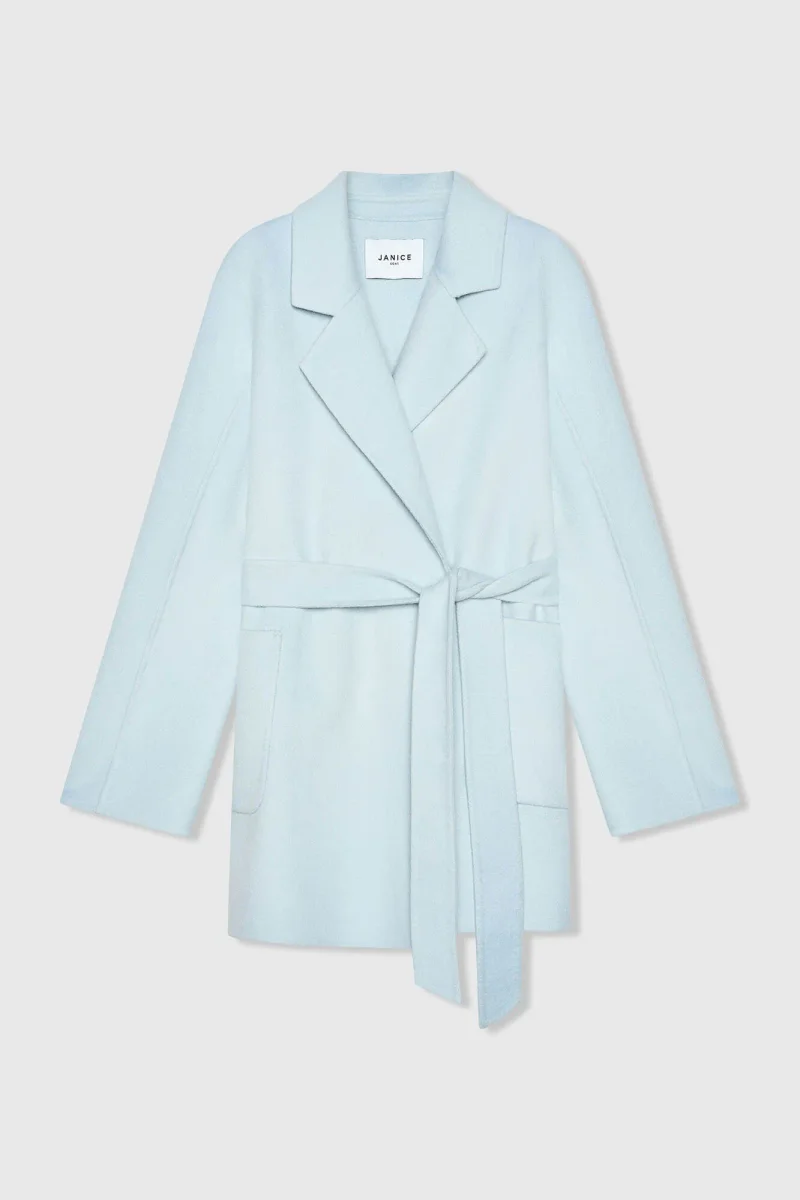Women's Double-Faced Cashmere Coat, Calvin Blue