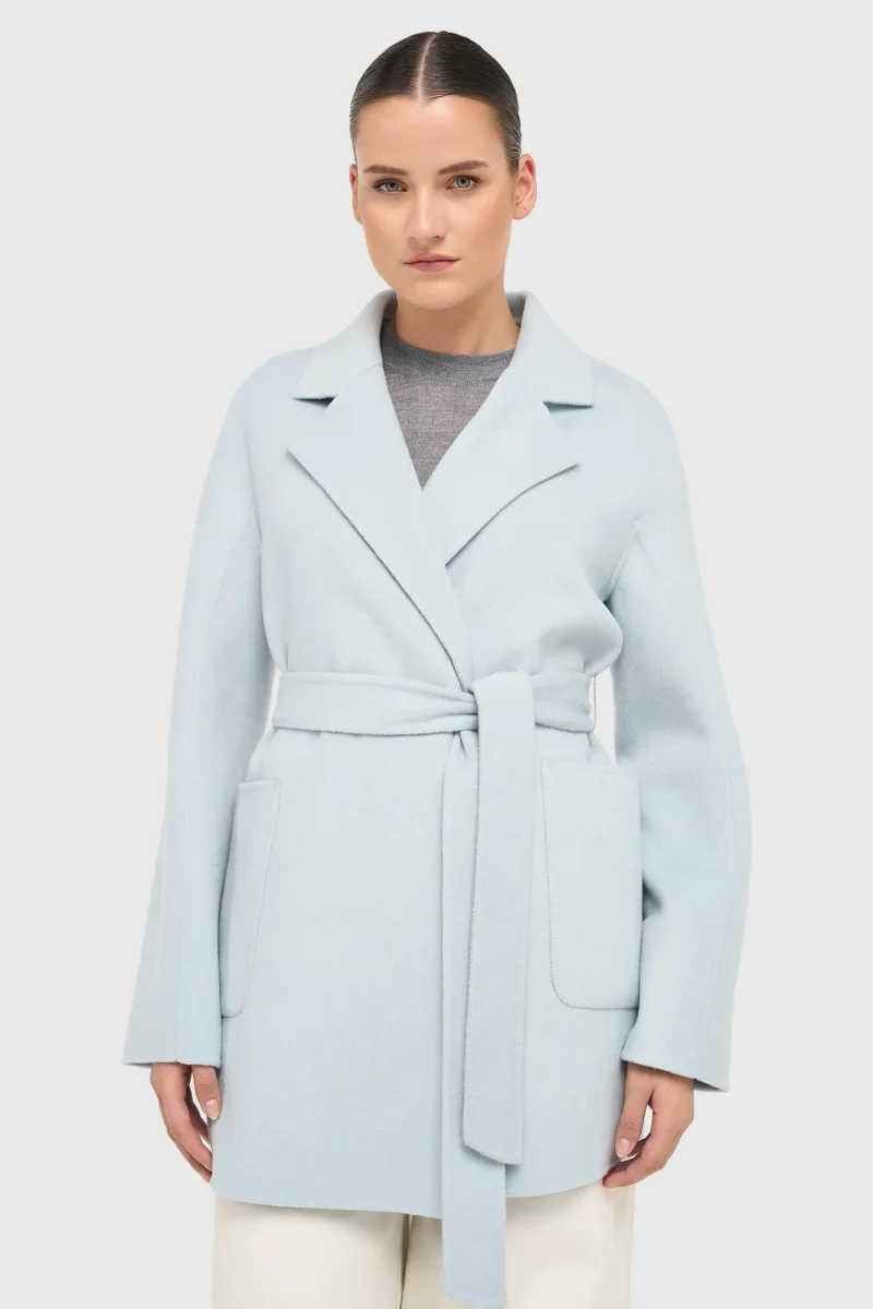 Women's Double-Faced Cashmere Coat, Calvin Blue