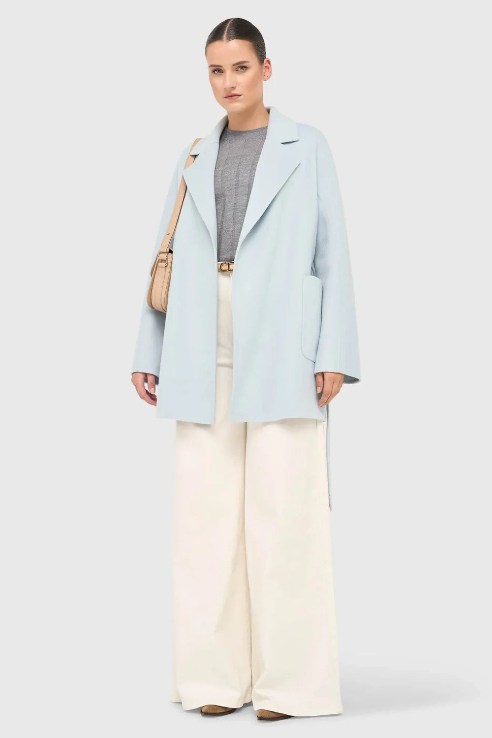 Women's Double-Faced Cashmere Coat, Calvin Blue