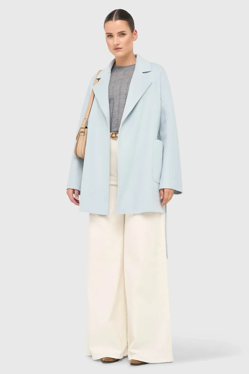 Women's Double-Faced Cashmere Coat, Calvin Blue
