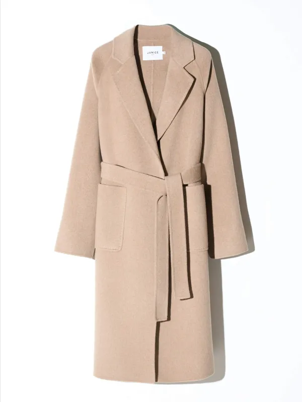 Cashmere Dames Jas Lang Double Face Jules Beige