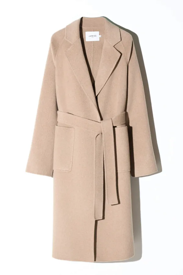 Cashmere Dames Jas Lang Double Face Jules Beige