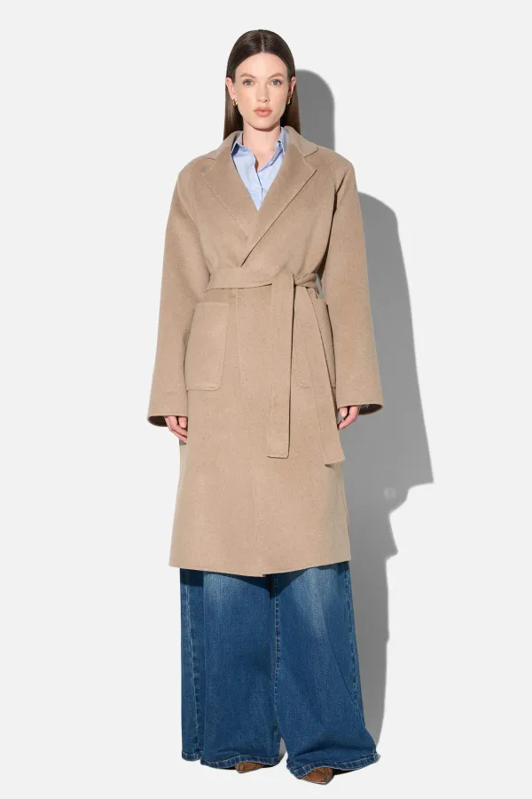 Cashmere Dames Jas Lang Double Face Jules Beige