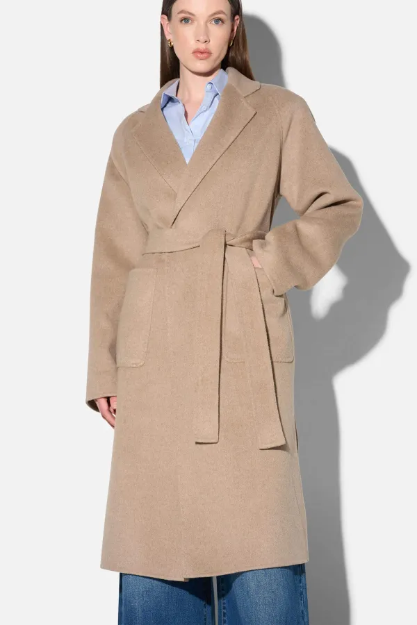 Cashmere Dames Jas Lang Double Face Jules Beige