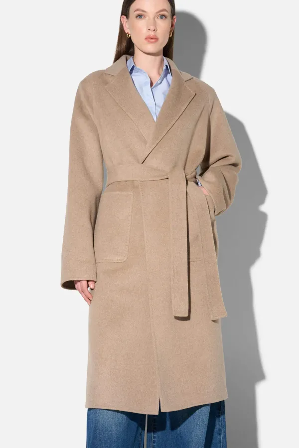 Cashmere Dames Jas Lang Double Face Jules Beige