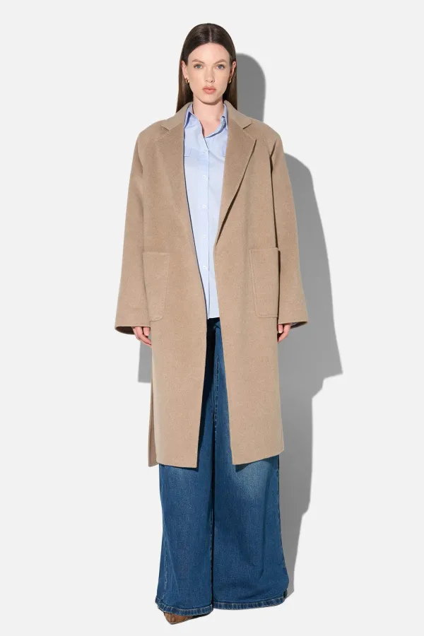 Cashmere Dames Jas Lang Double Face Jules Beige