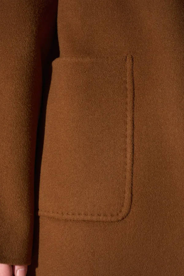 Cashmere Dames Jas Lang Double Face Jules Tabacco