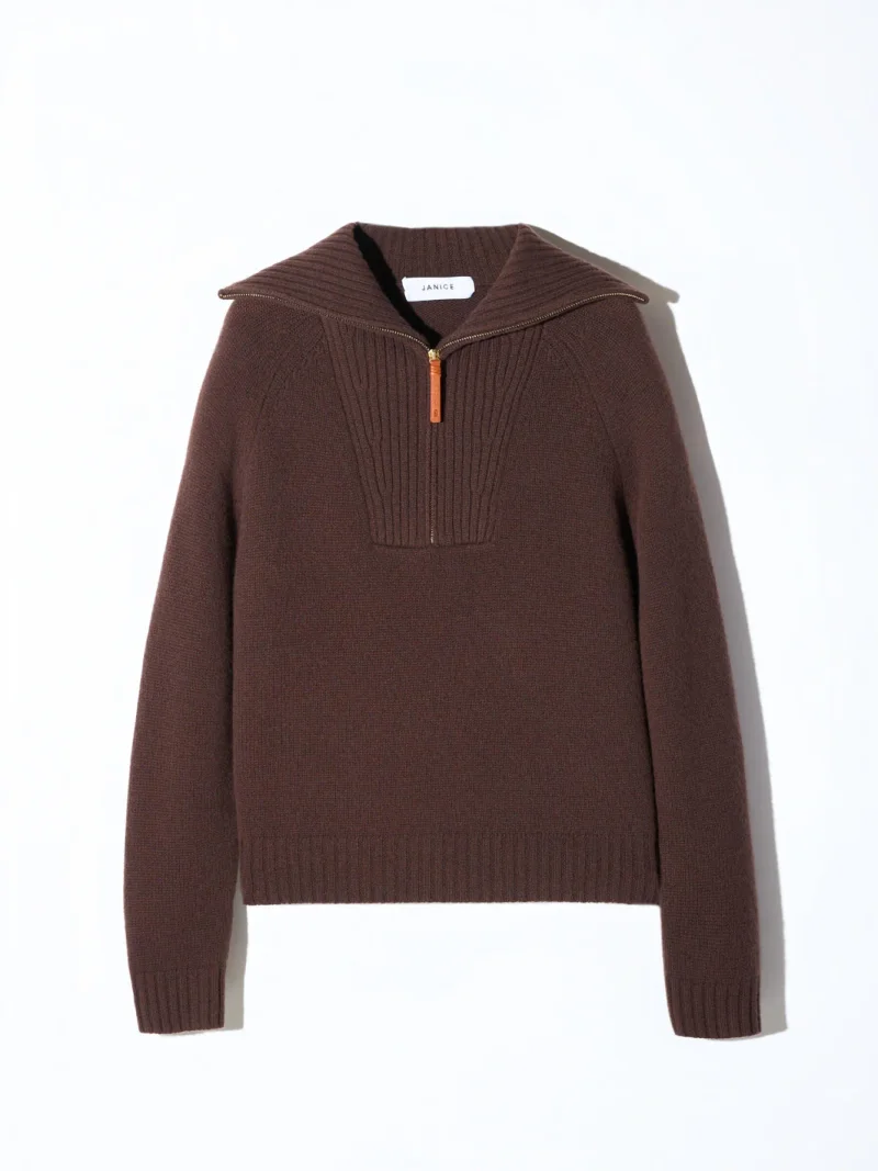 Cashmere Dames Trui Rits Yonas Bruin