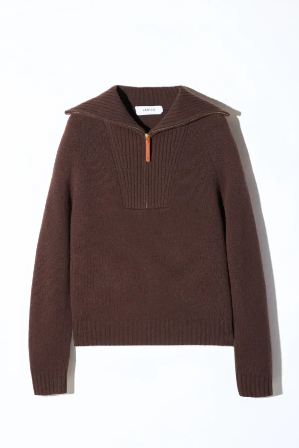 Cashmere Dames Trui Rits Yonas Bruin