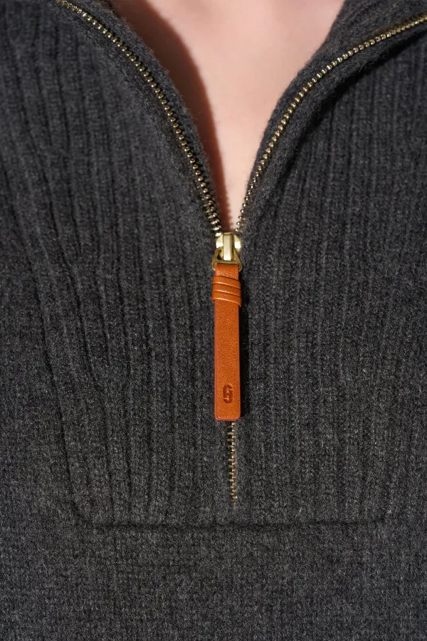 Cashmere Dames Trui Grijs Rits Yonas