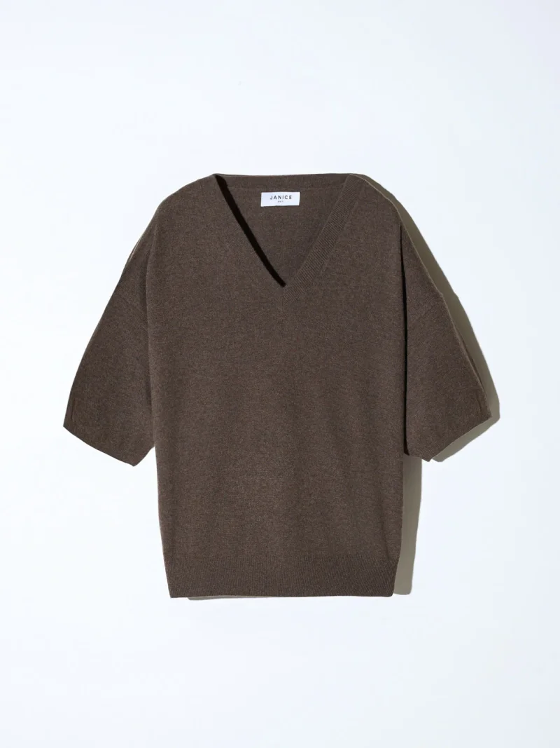 Cashmere Dames Trui V Hals Romeo Bruin