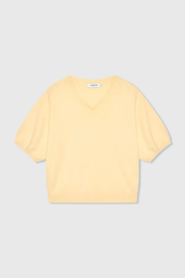 Women's Cashmere V-Neck Romeo Sweater in Yellow