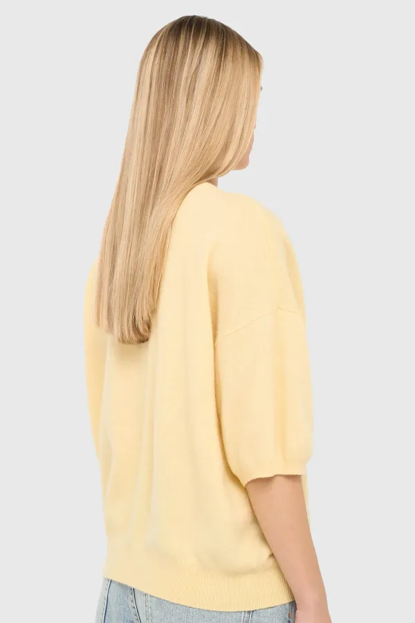 Women's Cashmere V-Neck Romeo Sweater in Yellow