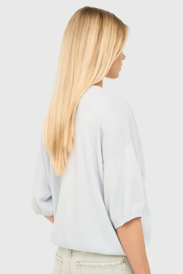 Cashmere Dames Trui V Hals Romeo Licht Blauw