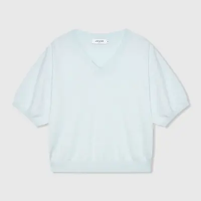 Cashmere Dames Trui V Hals Romeo Licht Blauw