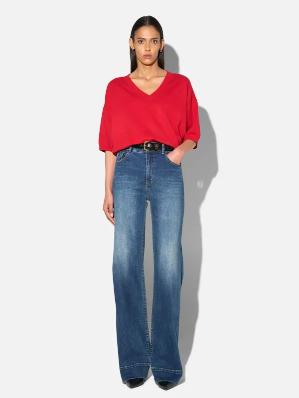 Cashmere Dames Trui V Hals Romeo Rood