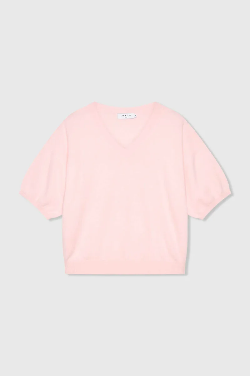 Kaschmir-Damenpullover mit V-Ausschnitt, Romeo, rosa