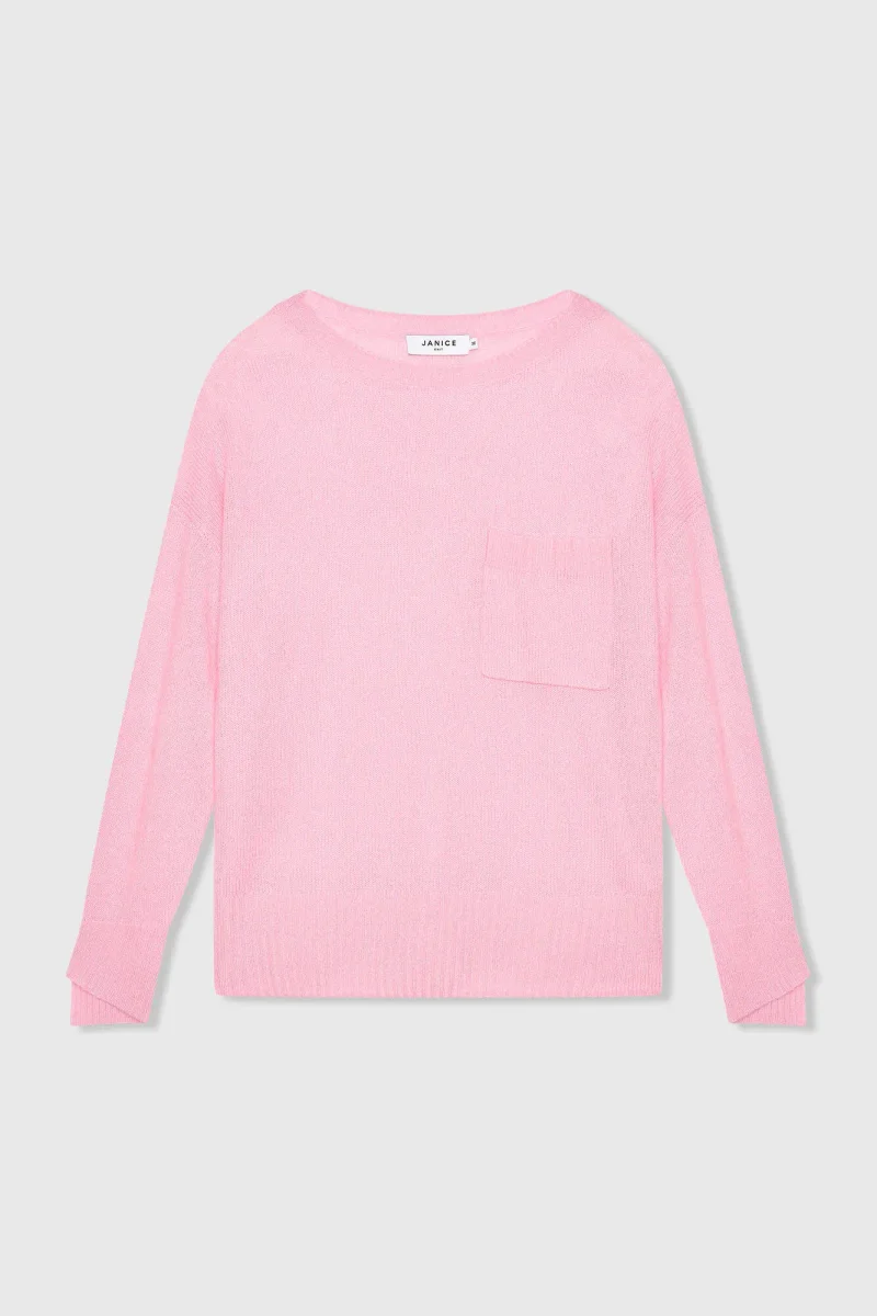 Kaschmir-Damenpullover mit weitem Ausschnitt, Dayton, Rosa
